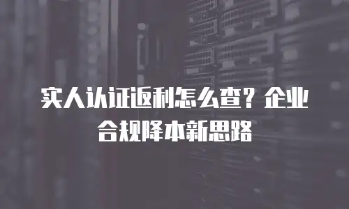 实人认证返利怎么查？企业合规降本新思路