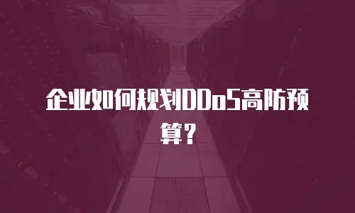 企业如何规划DDoS高防预算？
