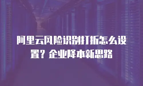 阿里云风险识别打折怎么设置？企业降本新思路