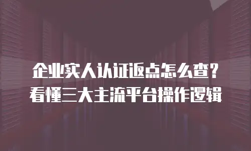 企业实人认证返点怎么查？看懂三大主流平台操作逻辑
