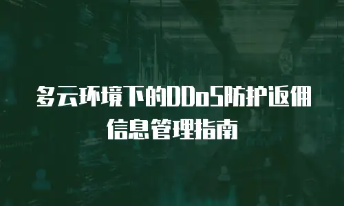 多云环境下的DDoS防护返佣信息管理指南