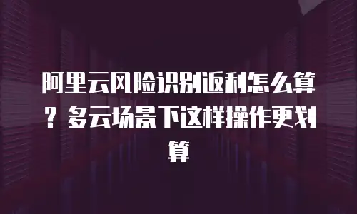 阿里云风险识别返利怎么算？多云场景下这样操作更划算