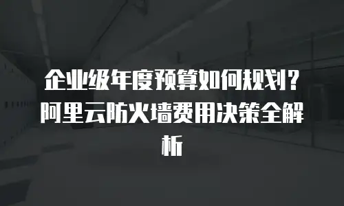 企业级年度预算如何规划？阿里云防火墙费用决策全解析