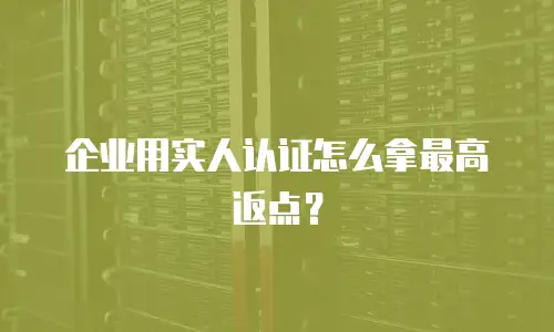 企业用实人认证怎么拿最高返点？
