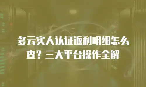 多云实人认证返利明细怎么查？三大平台操作全解