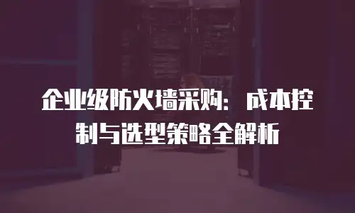 企业级防火墙采购：成本控制与选型策略全解析