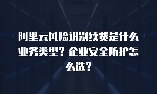阿里云风险识别续费是什么业务类型？企业安全防护怎么选？