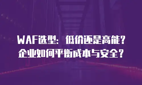 WAF选型：低价还是高能？企业如何平衡成本与安全？
