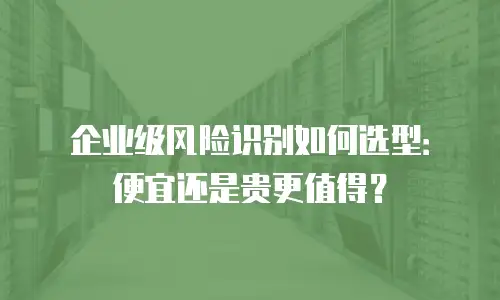 企业级风险识别如何选型：便宜还是贵更值得？