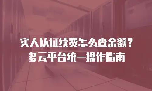 实人认证续费怎么查余额？多云平台统一操作指南