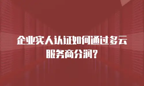 企业实人认证如何通过多云服务商分润？