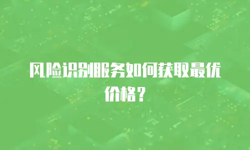 风险识别服务如何获取最优价格？