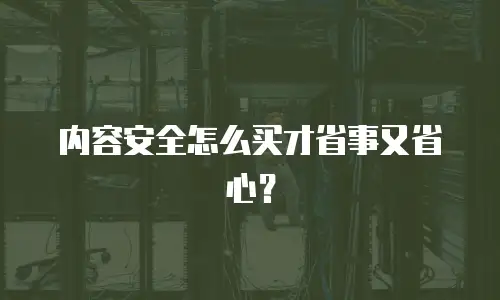 内容安全怎么买才省事又省心？