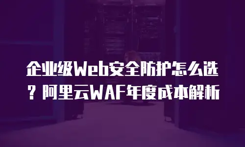 企业级Web安全防护怎么选？阿里云WAF年度成本解析