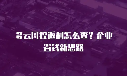 多云风控返利怎么查？企业省钱新思路