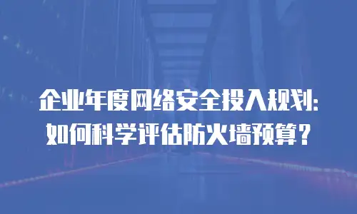 企业年度网络安全投入规划：如何科学评估防火墙预算？
