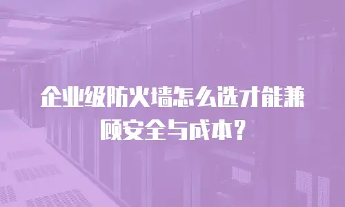 企业级防火墙怎么选才能兼顾安全与成本？