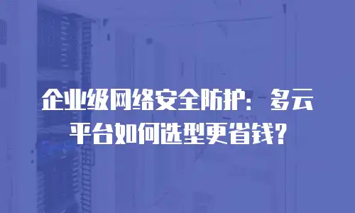 企业级网络安全防护：多云平台如何选型更省钱？