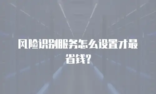 风险识别服务怎么设置才最省钱？