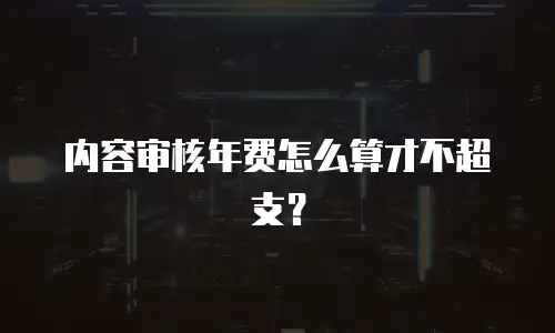 内容审核年费怎么算才不超支？