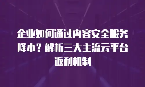 企业如何通过内容安全服务降本？解析三大主流云平台返利机制