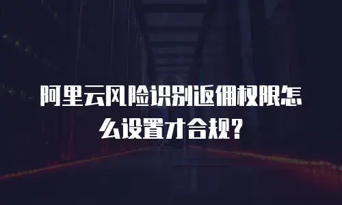 阿里云风险识别返佣权限怎么设置才合规？