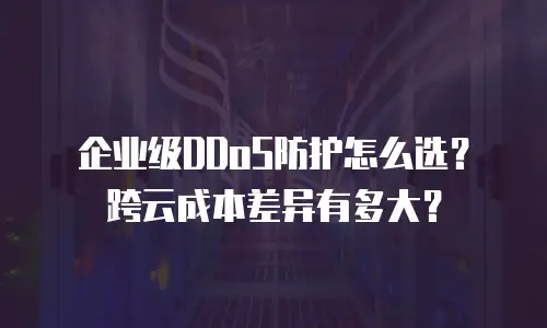 企业级DDoS防护怎么选？跨云成本差异有多大？