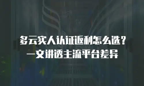 多云实人认证返利怎么选？一文讲透主流平台差异