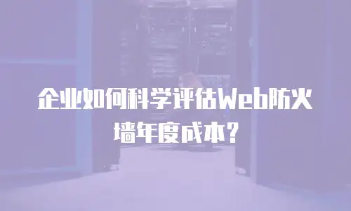 企业如何科学评估Web防火墙年度成本？