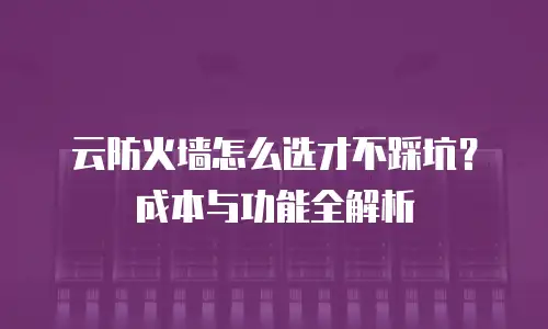 云防火墙怎么选才不踩坑？成本与功能全解析