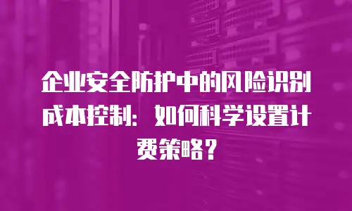 企业安全防护中的风险识别成本控制：如何科学设置计费策略？