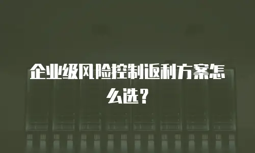 企业级风险控制返利方案怎么选？