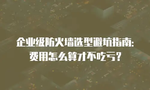 企业级防火墙选型避坑指南：费用怎么算才不吃亏？