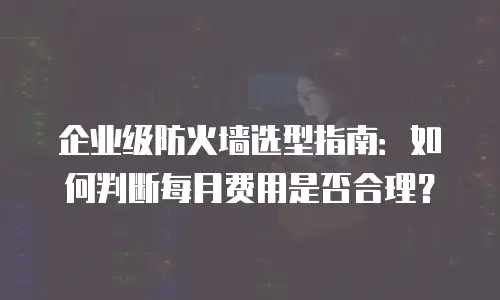 企业级防火墙选型指南：如何判断每月费用是否合理？
