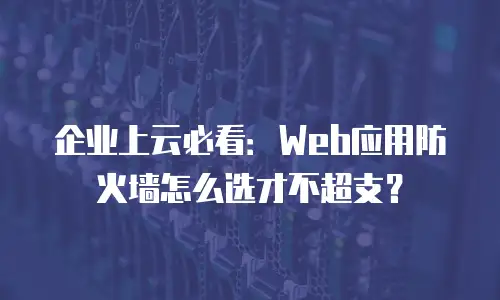 企业上云必看：Web应用防火墙怎么选才不超支？