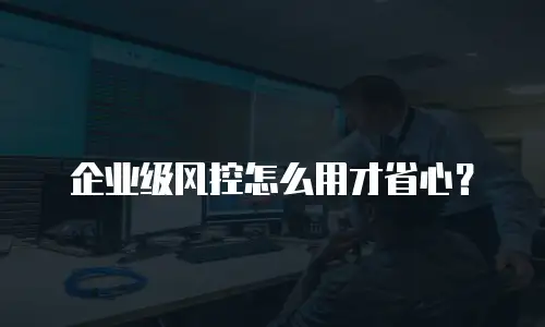 企业级风控怎么用才省心？