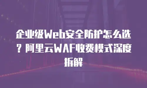企业级Web安全防护怎么选？阿里云WAF收费模式深度拆解