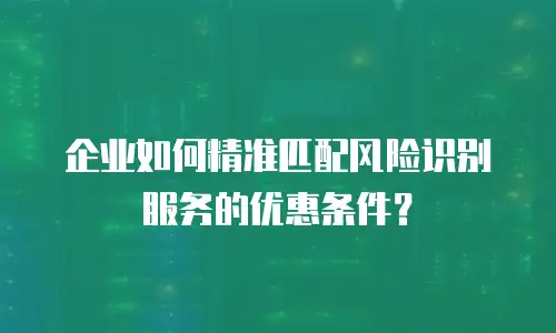 企业如何精准匹配风险识别服务的优惠条件？