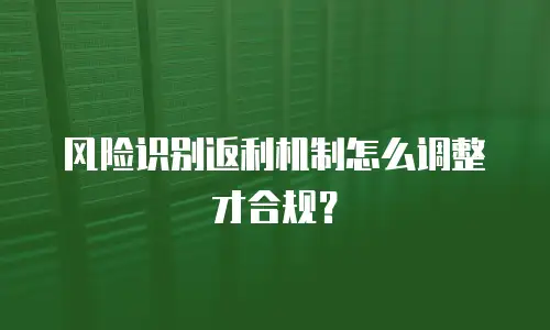 风险识别返利机制怎么调整才合规？