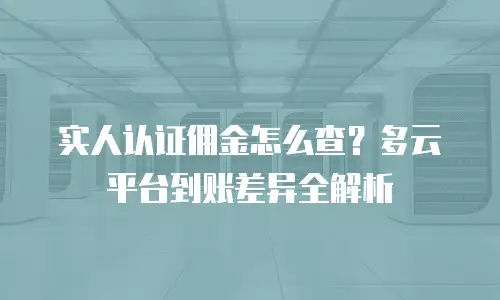 实人认证佣金怎么查？多云平台到账差异全解析