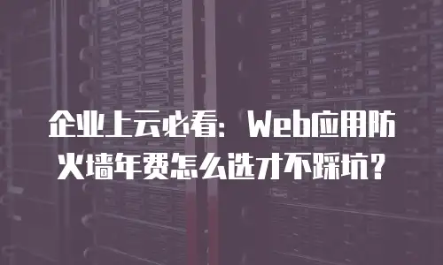 企业上云必看：Web应用防火墙年费怎么选才不踩坑？
