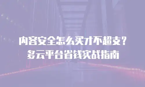 内容安全怎么买才不超支？多云平台省钱实战指南