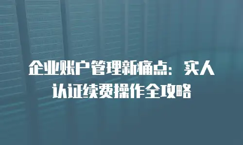 企业账户管理新痛点：实人认证续费操作全攻略