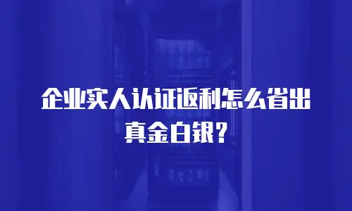 企业实人认证返利怎么省出真金白银？