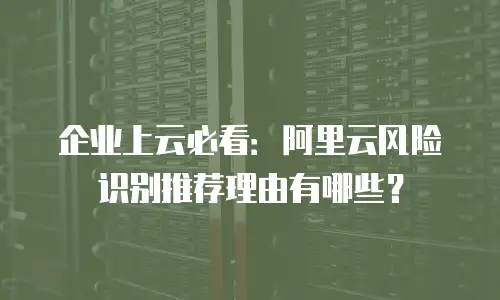 企业上云必看：阿里云风险识别推荐理由有哪些？