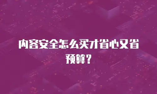 内容安全怎么买才省心又省预算？