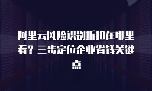 阿里云风险识别折扣在哪里看？三步定位企业省钱关键点