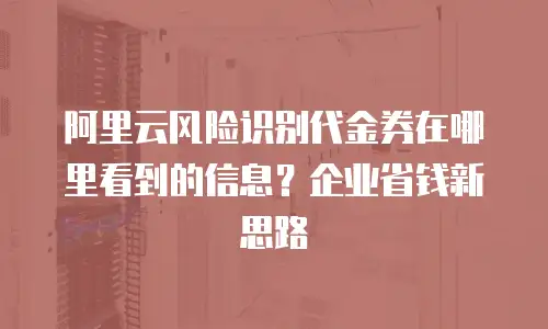 阿里云风险识别代金券在哪里看到的信息？企业省钱新思路