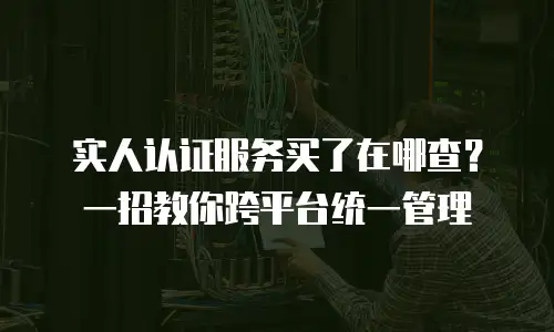 实人认证服务买了在哪查？一招教你跨平台统一管理