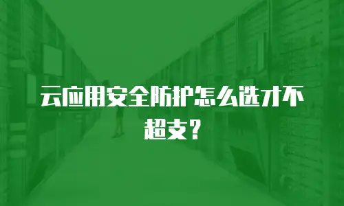 云应用安全防护怎么选才不超支？